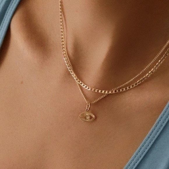 Gold Evil Eye Necklace Set | 18k Gold Filled - Picture 10 of 11